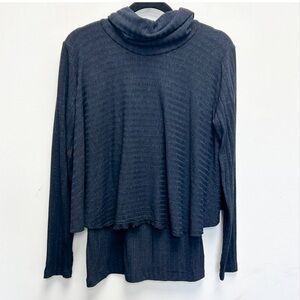 Atina Cristina navy turtle neck layered sweater